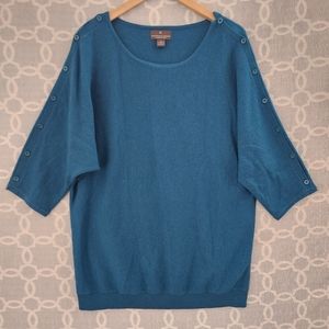 Fenn Wright Manson 100% Merino Wool Button Sleeve Women's Sweater Blouse M